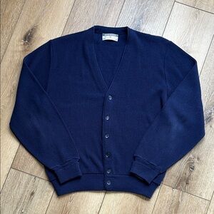 VTG Sportswear By Revere Men MEDIUM Blue V-Neck Button Up Cardigan Grandpa